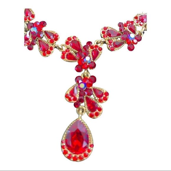 Vintage VCLM red crystal necklace Valentines Day! - Picture 6 of 9
